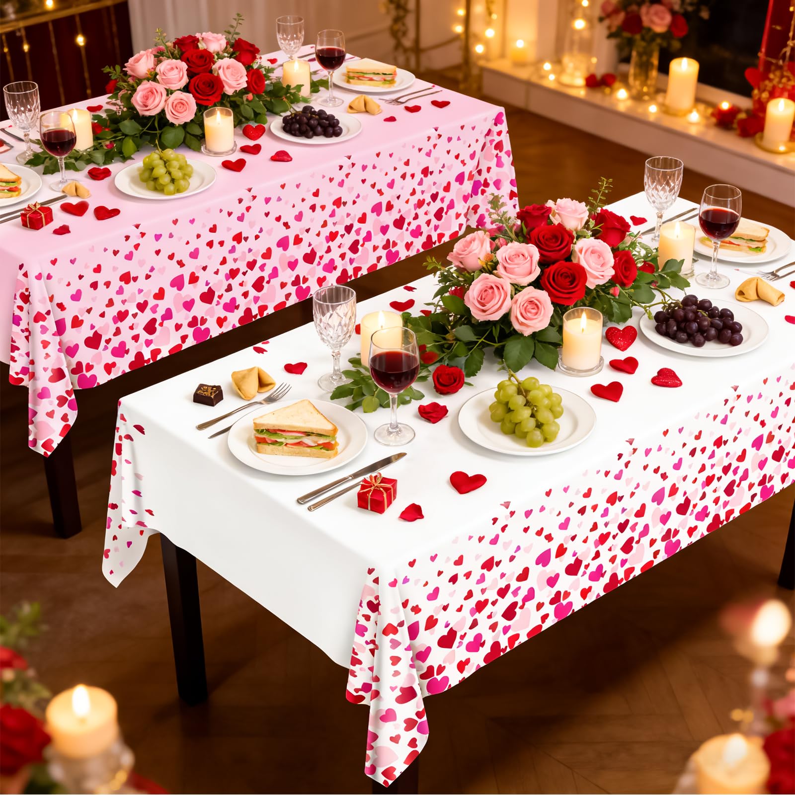 DII Collezione San Valentino Set Di 6 Tovagliette In Cotone 33x48 Cm - XOXO Gingham Con Frange