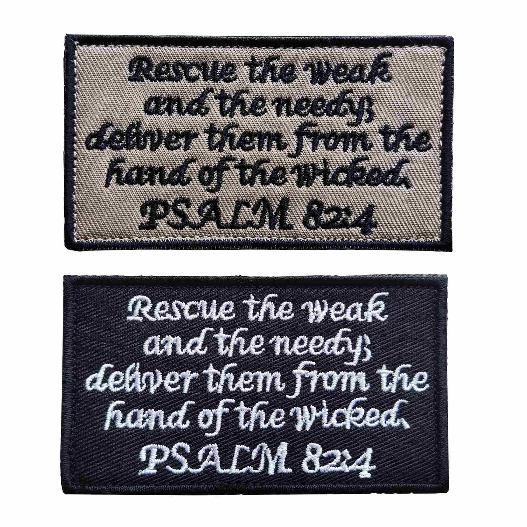 BDIHS Psalm 82:4 Tactical Morale Patches, Bible Verse Rescue The Weak and The Needy Embroidery Hook & Loop Patch