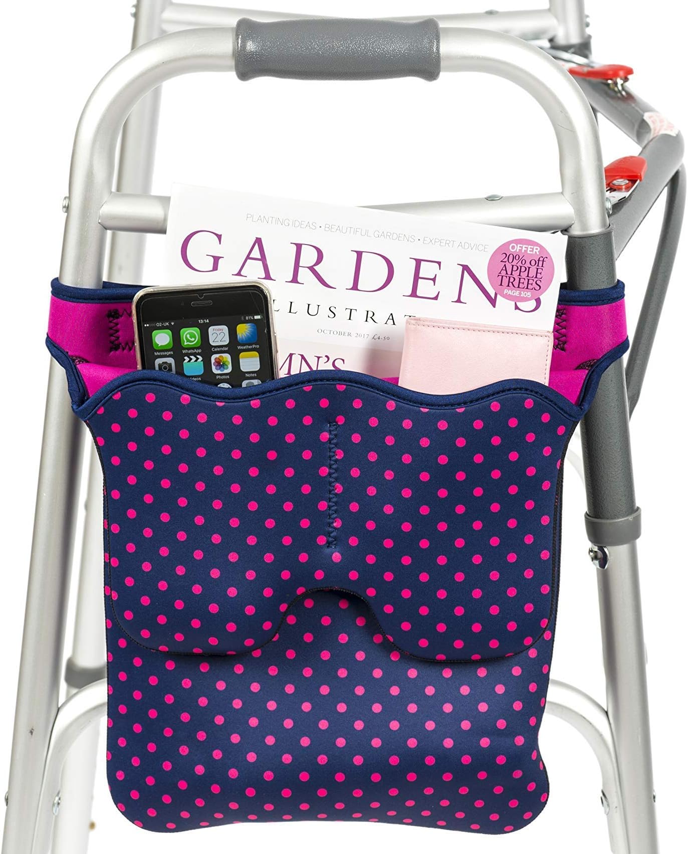 Walker Zimmer Frame Bag, Scoot-About Bag (Pink Dots)