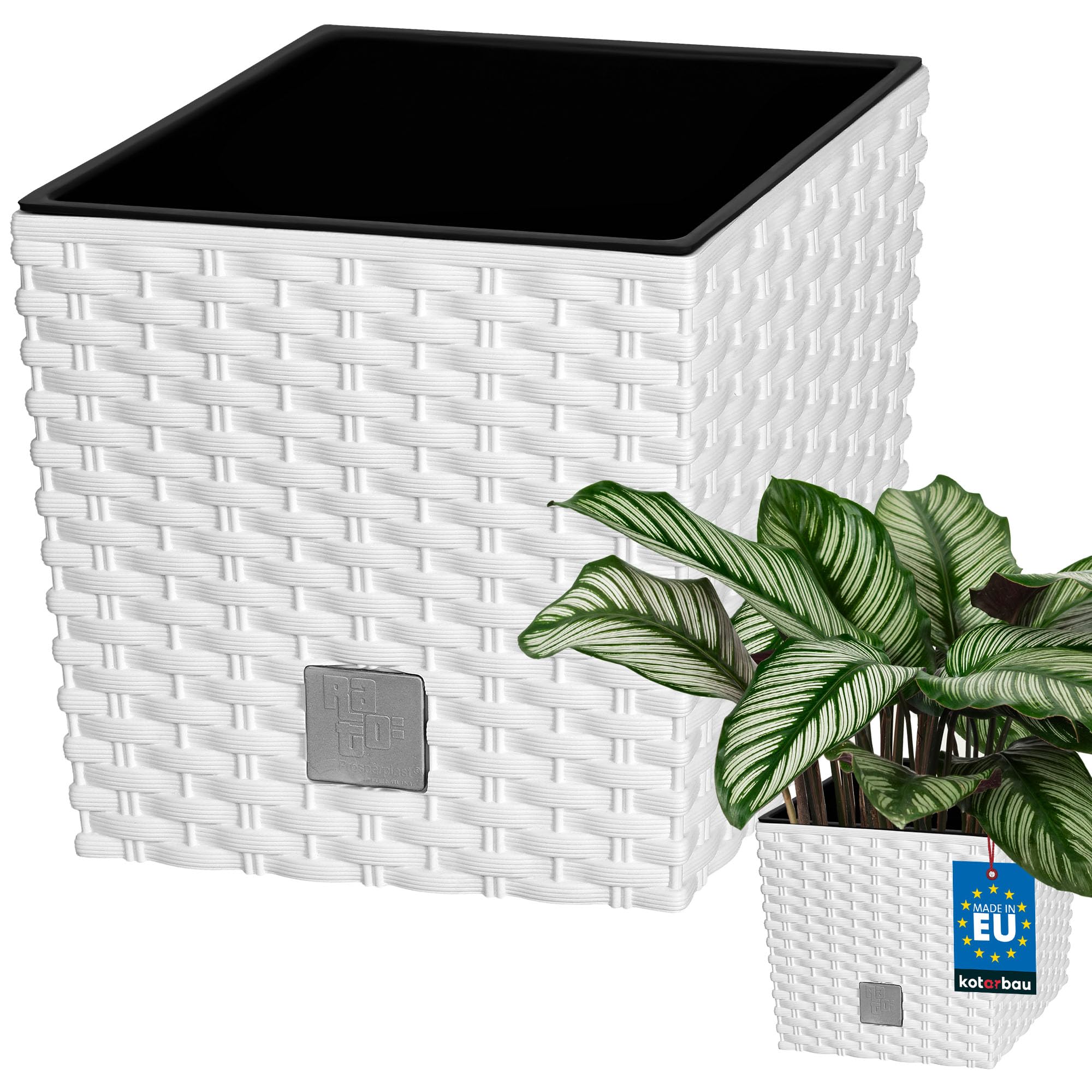 KOTARBAU® Macetero con Maceta Interior, 260 mm, Ratan sintético, Antracita - Gris Oscuro, Maceta Rato con patrón de Trenzado Que imita el Mimbre, Maceta Interior separada, extraíble, Cesta — view 13