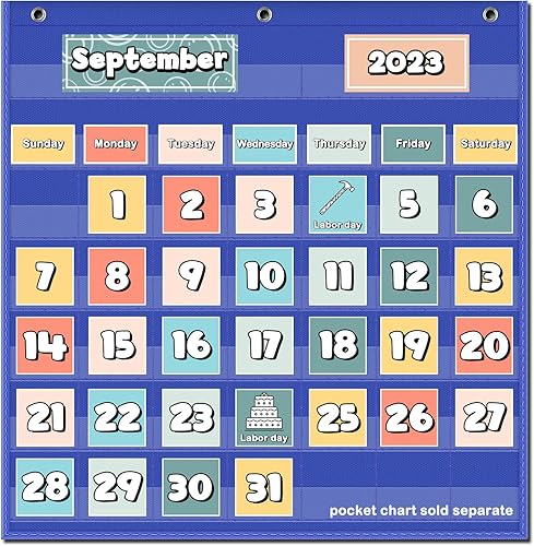 Vista 18 de EAMAY Calendario mensual de bolsillo para el aula para tarjetas de 2.75 x 2.75, suministros de escuela en casa y artículos imprescindibles