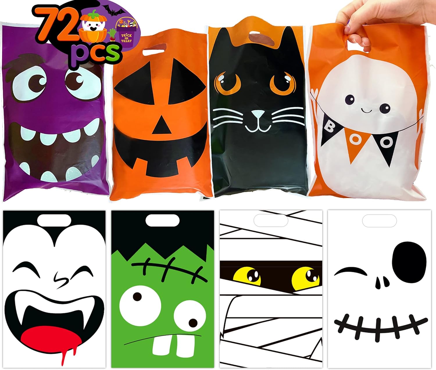 NC Halloween Treat Bags for Candy 72PCS Halloween Candy