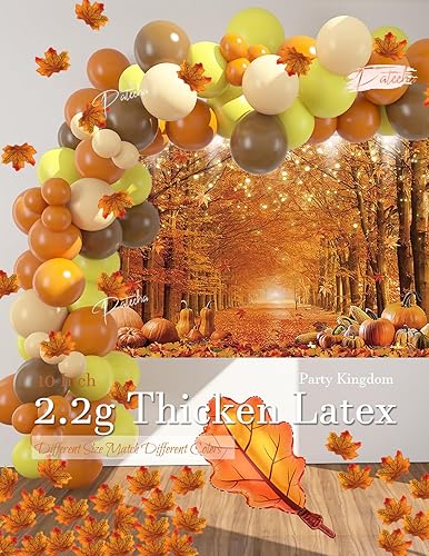 Miniatura 6 de Pateeha Kit de arco de globos de otoño con telón de fondo de otoño, hojas de arce, decoraciones de fiesta de Acción de Gracias, guirnalda de globos