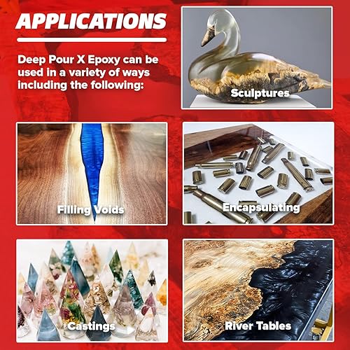Miniatura 5 de MAS Epoxies Deep Pour X Kit de resina epoxi, 1.5 galones, (resina de 1 galón + 0.5 galones más dura) para fundición, encapsulación, llenado de