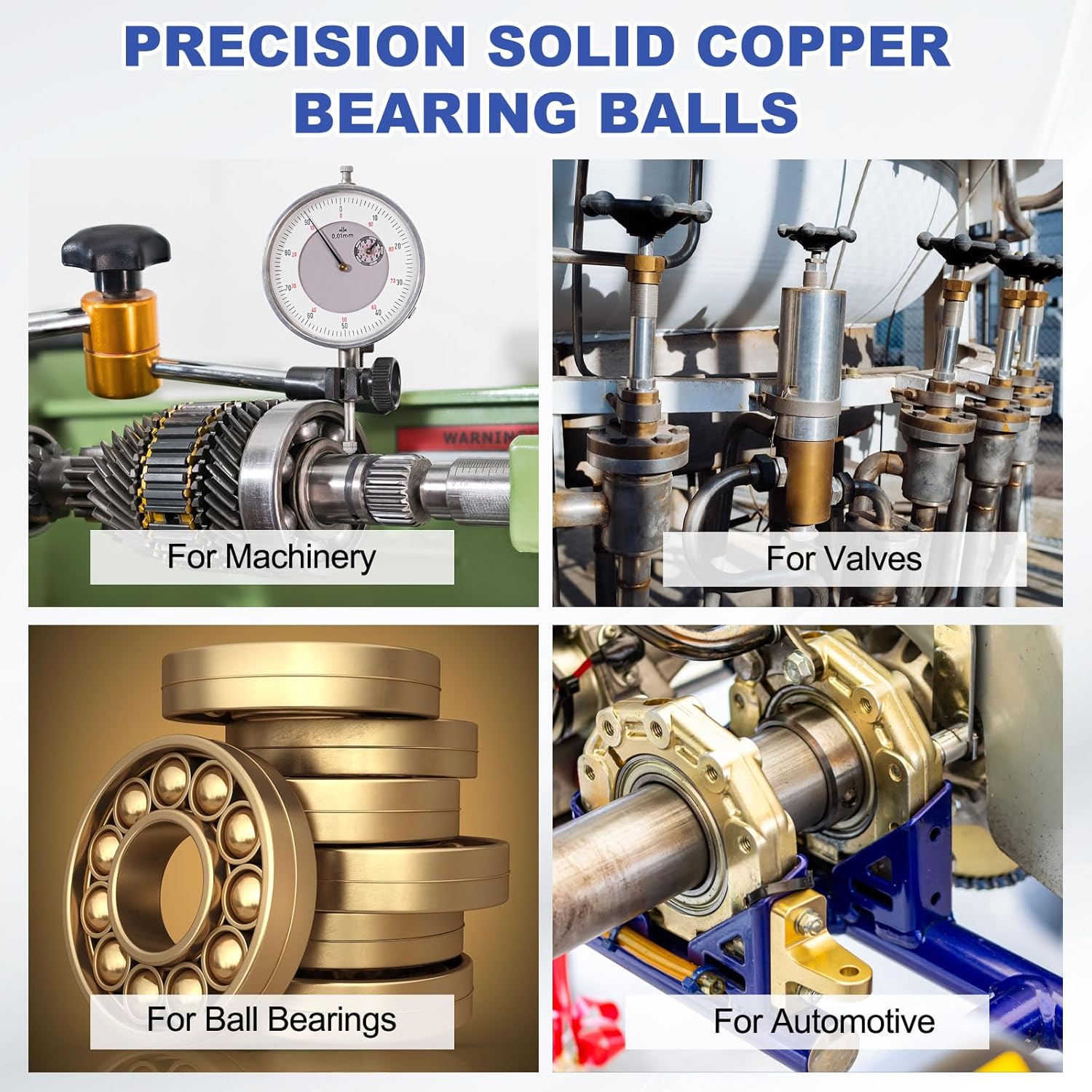 uxcell 300 Pcs Bearing Balls, 1.5mm Diameter Precision Solid Copper Bearing Balls Pure Copper Spheres for Machinery, Automotive, and DIY (T2Copper)