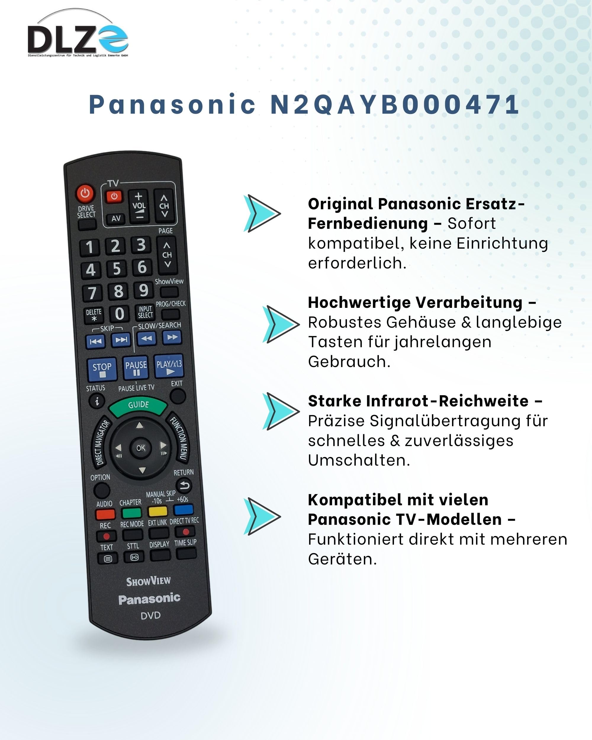 Panasonic N2QAYB000471 – Original-Fernbedienung für Panasonic Viera TVs – Ersatzmodell, sofort einsatzbereit, kein Setup nötig