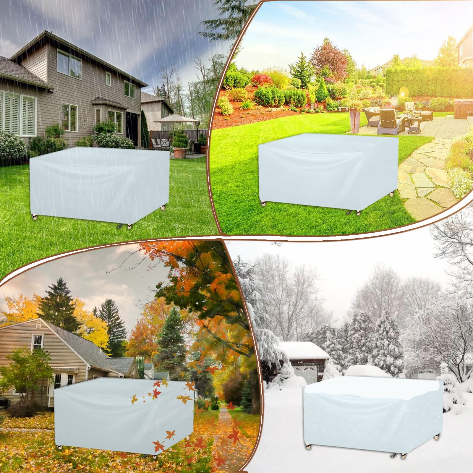 Housse De Protection Pour Table De Jardin 170x170x70 Cm - Imperméable, Anti-UV, Avec Cordon De Serrage - 9