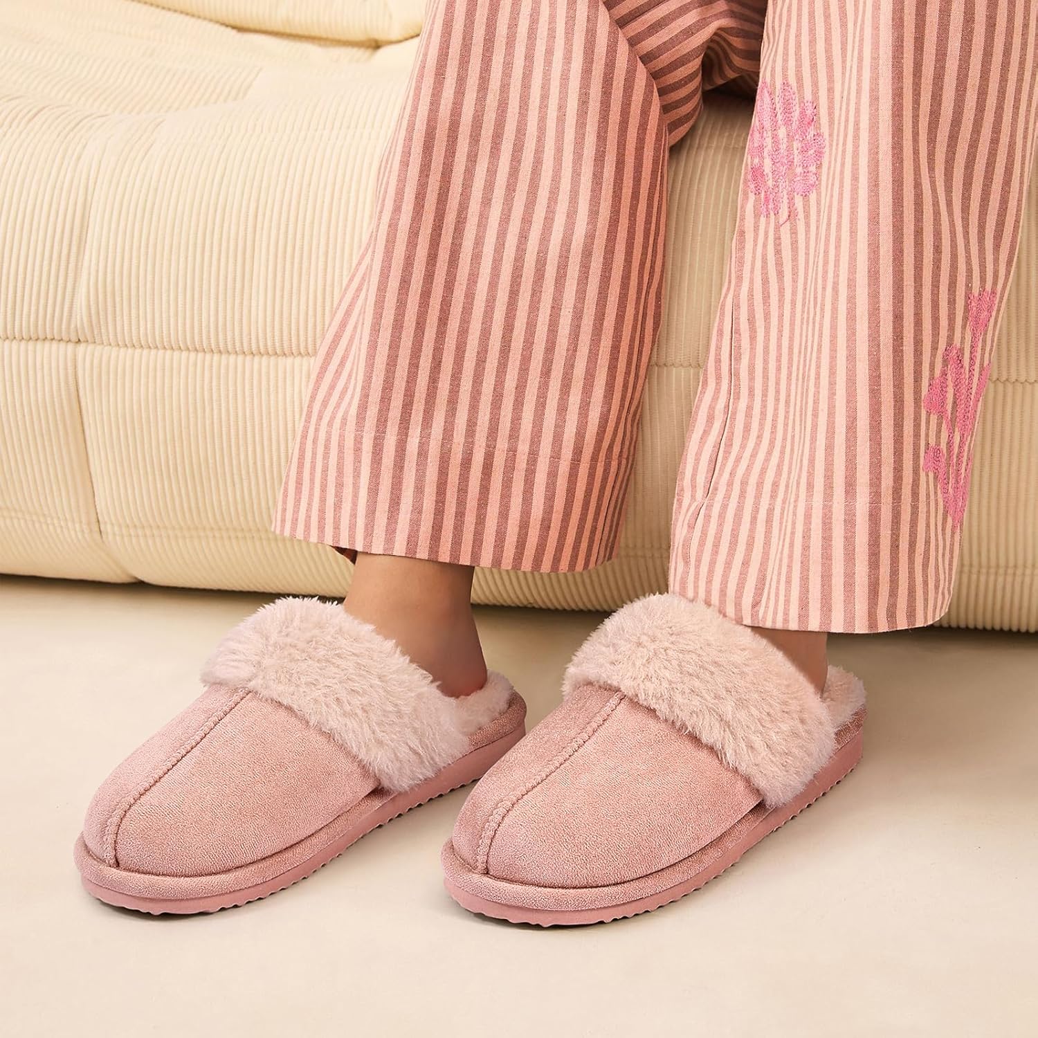 Litfun Women's Fuzzy Memory Foam Slippers Fluffy Winter House Shoes Indoor and Outdoor - Image 2