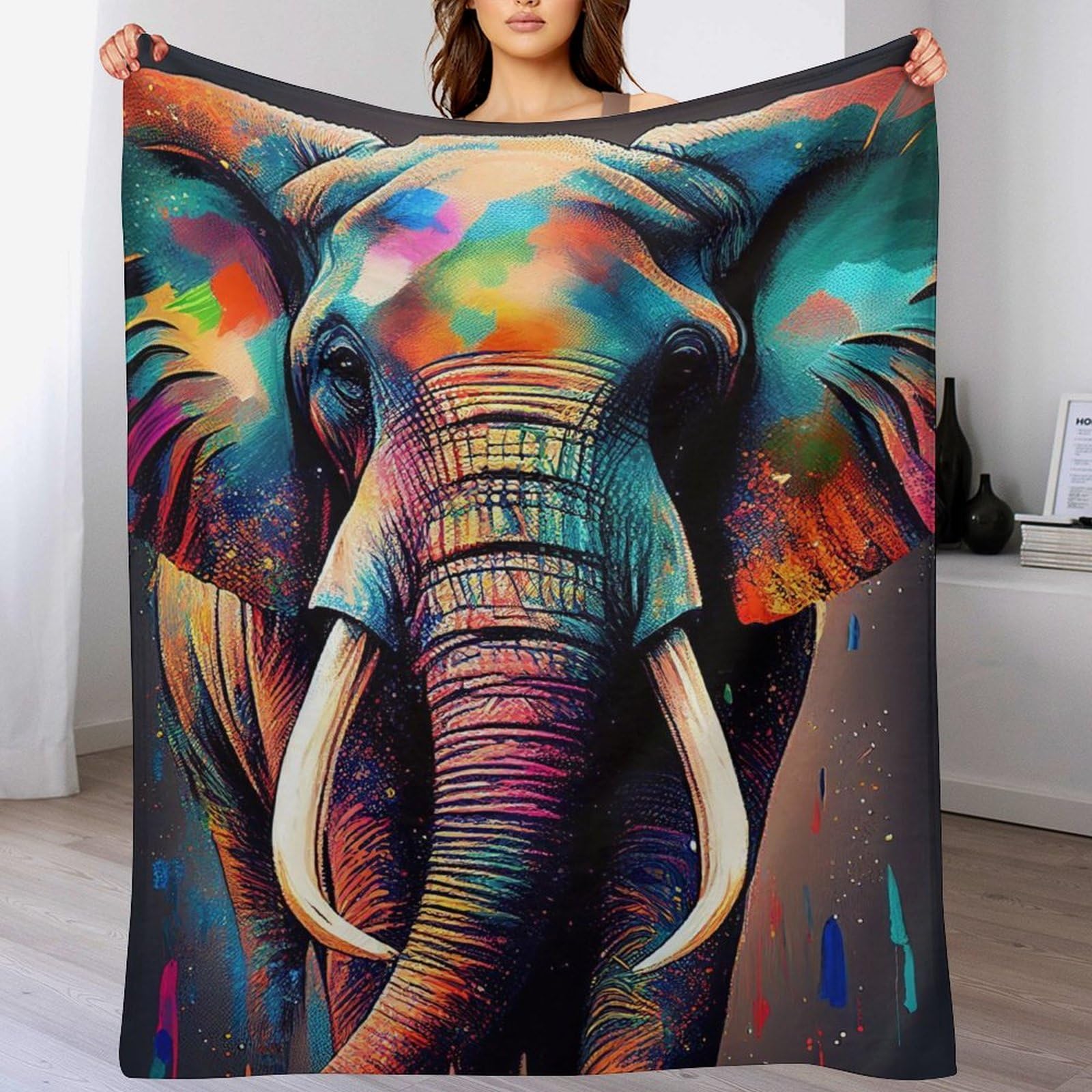 Couverture en flannel éléphant pour vos soirées camping et salon