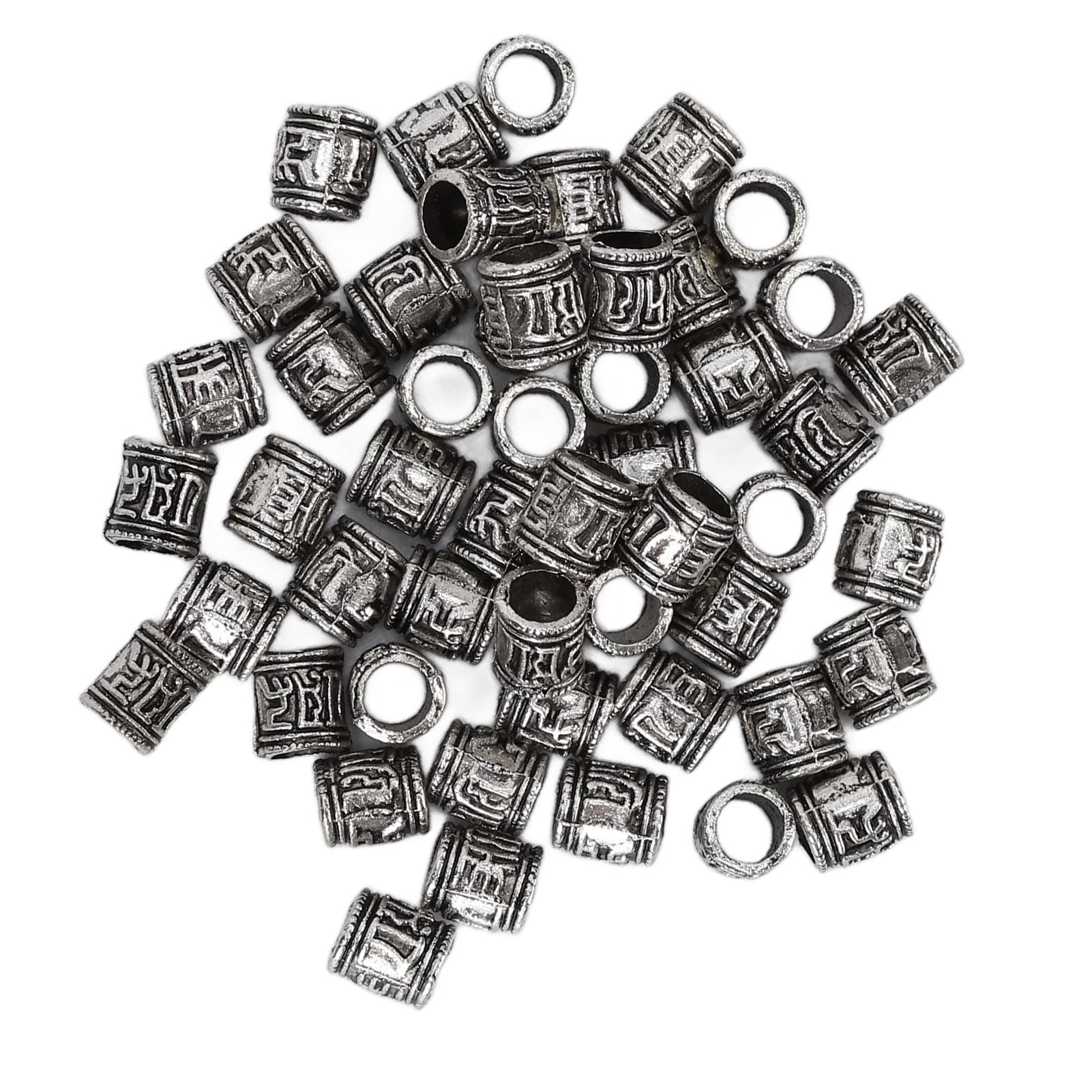Socobeta 50 Pieces of Beard Beads Diy Vintage Dreadlocks Beads Hair Braid Braids Hair Tube Beads for Men and Women Hairdressing and Shaving
