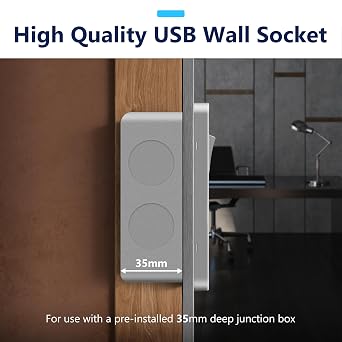 LIDER 2-Gang Switched 13A Socket, 25W Combined Output, Stainless Steel | LED Power Indicator, Always-On USB Port, 2 Pack, Use A 35mm-Deep Back Box, UKCA Certified, Child Safe & Insulation-Test Ready