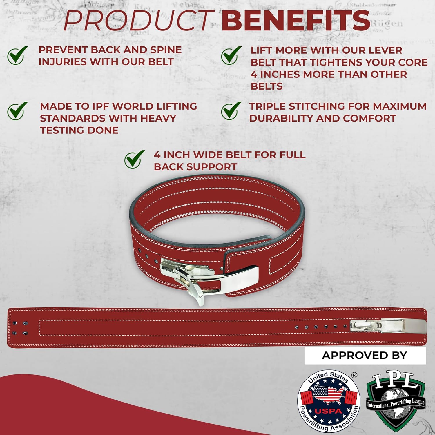 Flexz Fitness Lever Weight Lifting Belt Leather - 10MM 13MM Powerlifting Gym Belts for Men & Women - Lower Back Support for Weightlifting Deadlifts Squats Heavy Duty IPF Bodybuilding