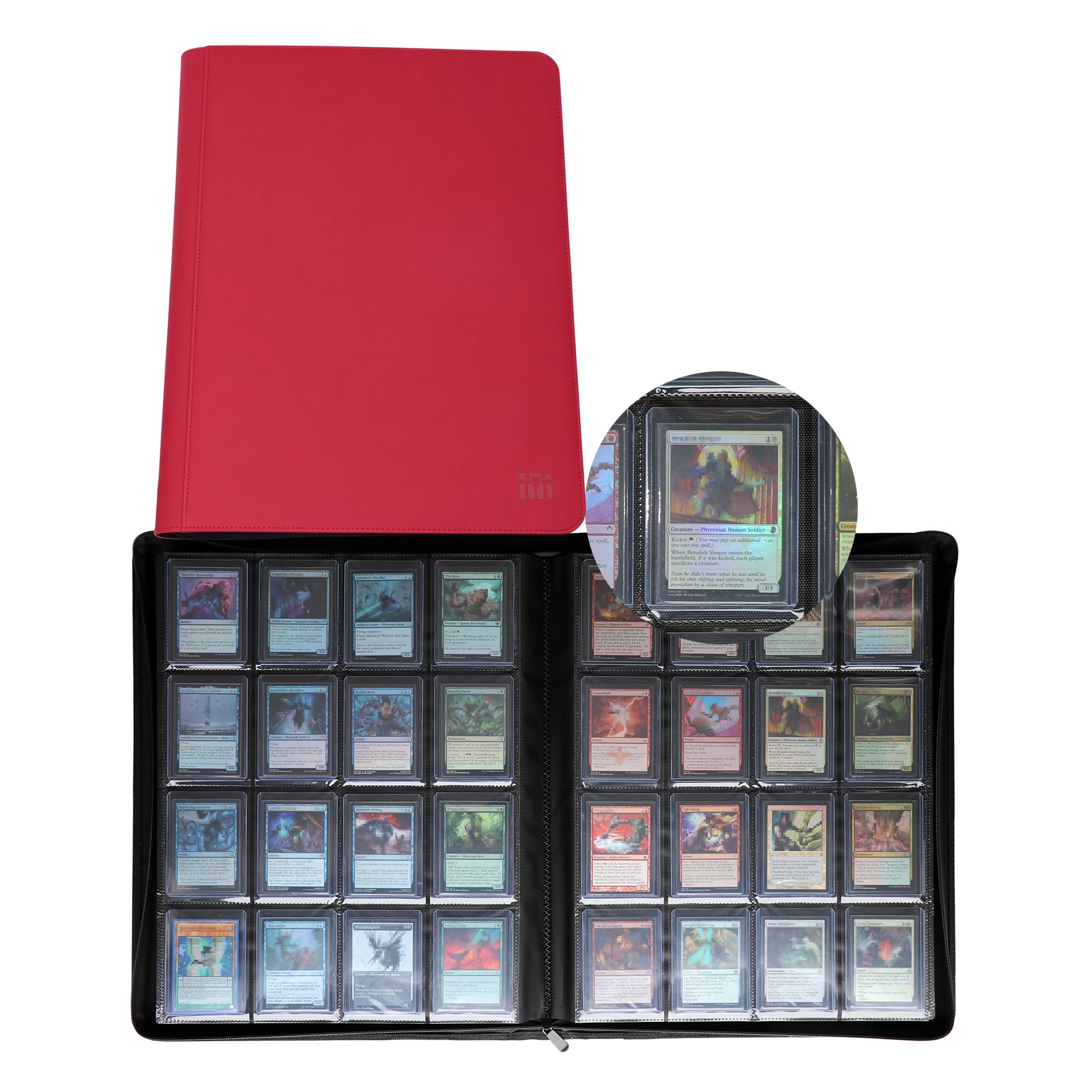 Classeur à 16 poches rouge idéal pour exposer vos 640 chargeurs par le haut au salon