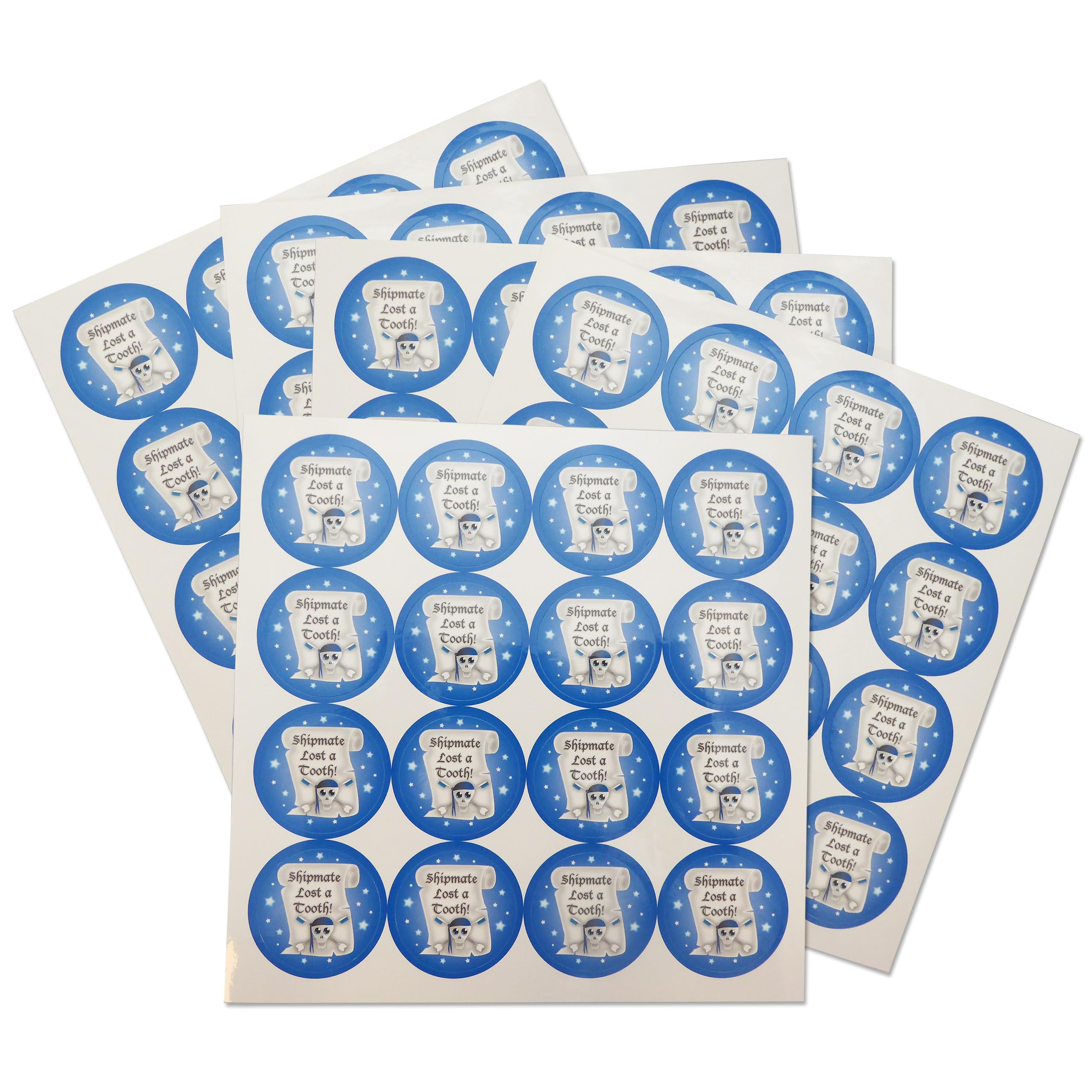 Dental Aesthetics Girls Blue Pirate Children's Tooth Fairy Pirate Stickers (Set Of 80) Reward For Or Boys Who Lost A Tooth (Blue Pirate)