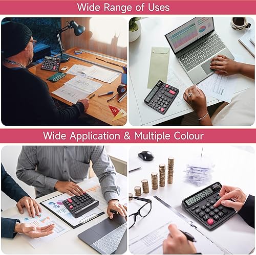 Miniatura 6 de Calculadora de escritorio de 12 dígitos, teclas de computadora grandes, batería de escritorio de doble potencia y solar, calculadora con pantalla
