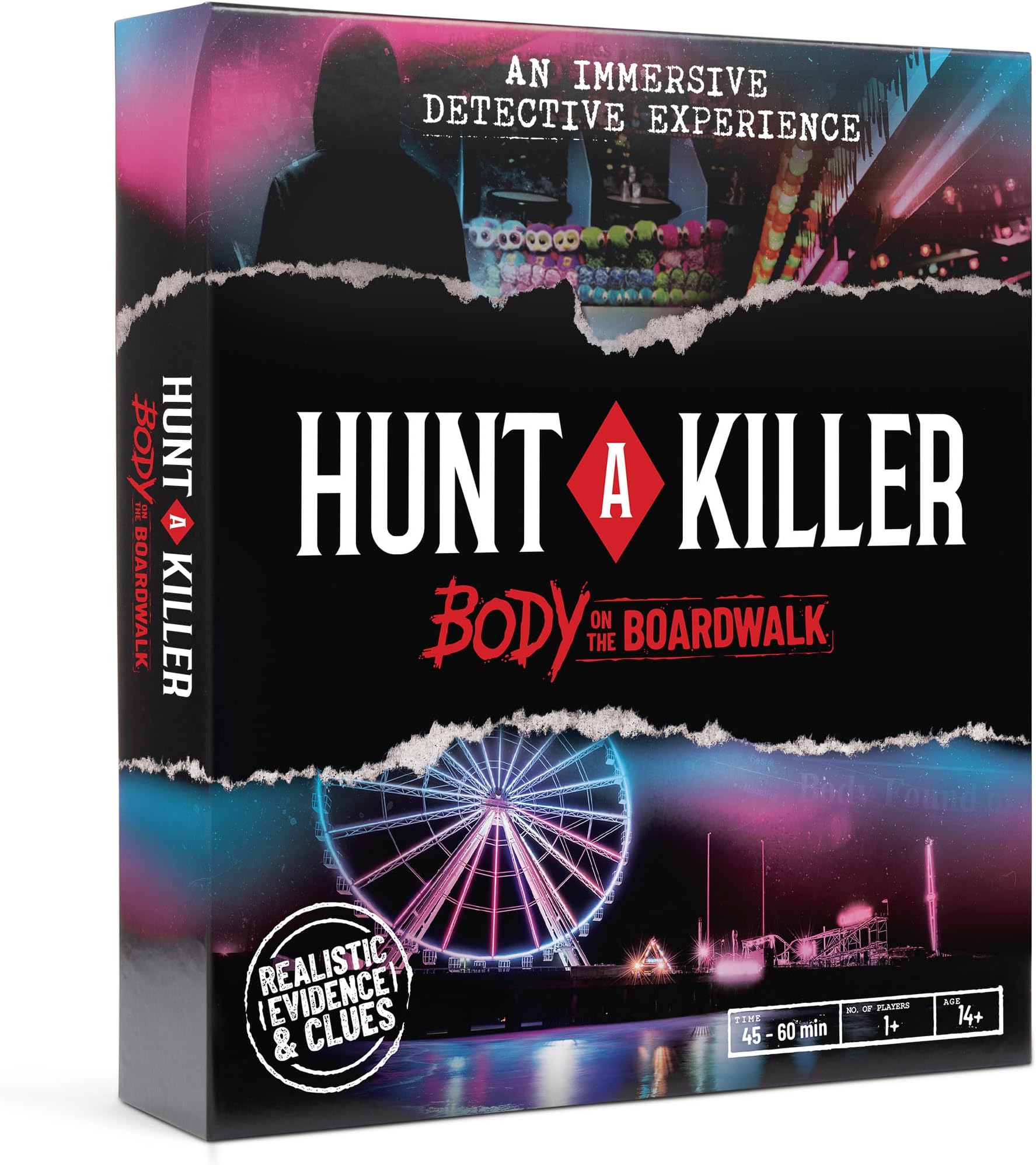 Hunt A Killer: Body On The Boardwalk, Catch the Amusement Park Killer, Interactive Unsolved Mysteries Game, Mystery Box for Game Night, Murder Mysteries Card, Puzzle & Board Games, For Ages 14 and up