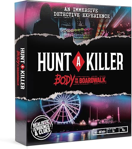 Hunt A Killer: Body On The Boardwalk, atrapa al asesino del parque de atracciones, juego interactivo de misterios sin resolver, caja misteriosa para