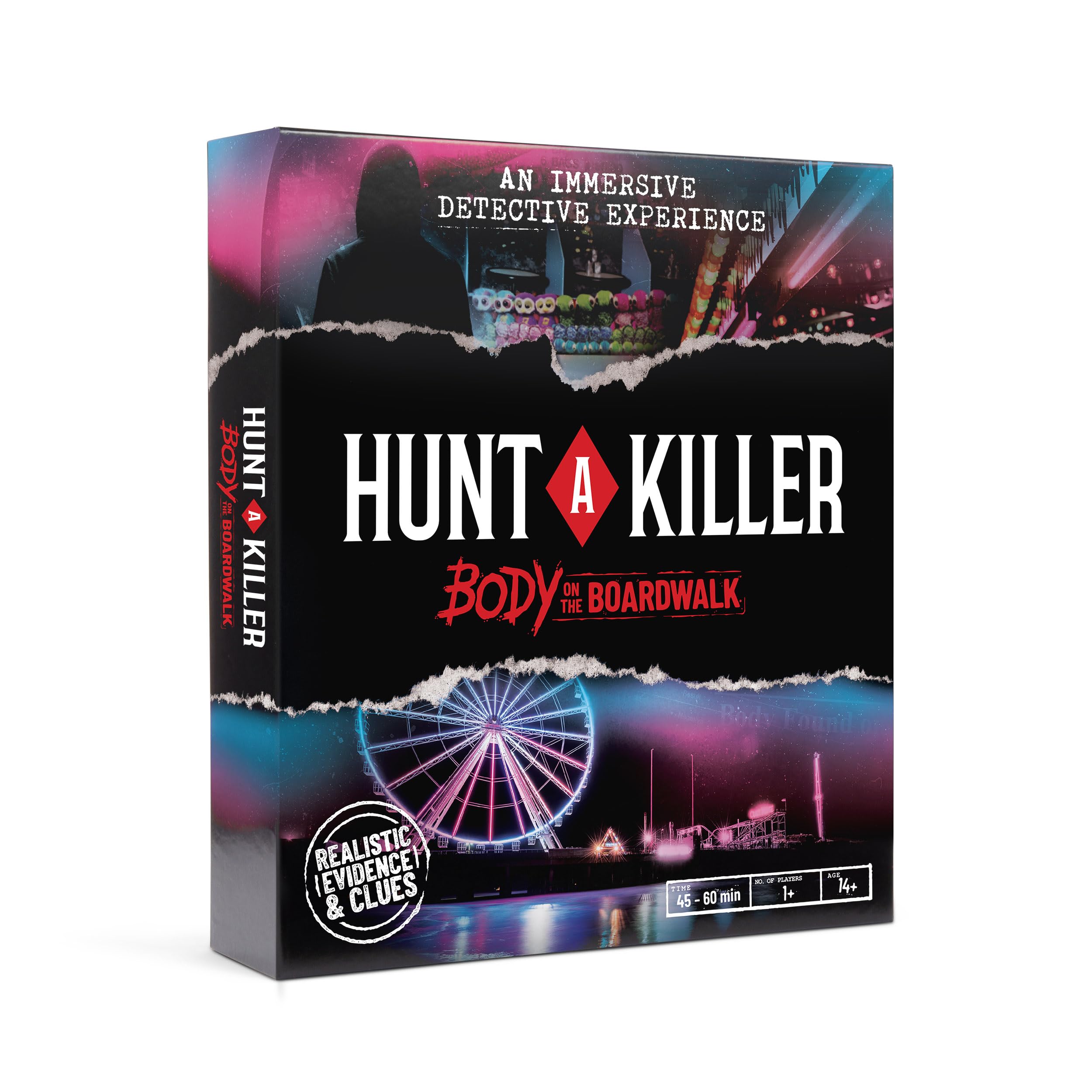 Hunt A Killer: Body On The Boardwalk, Catch the Amusement Park Killer, Interactive Unsolved Mysteries Game, Mystery Box for Game Night, Murder Mysteries Card, Puzzle & Board Games, For Ages 14 and up