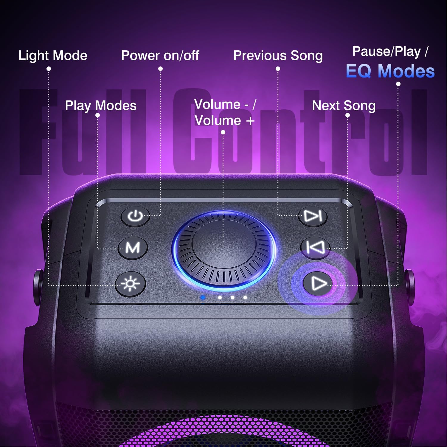W-KING Enceinte Bluetooth Puissante, (180W MAX)80W Party Haut Parleur Bluetooth Chantier Speaker-Super Bass, énorme Son de 105DB, 4 Pilotes(Woofer 2*4.04''),LED, IPX5, Disque U, 24H, Carte TF, AUX, EQ