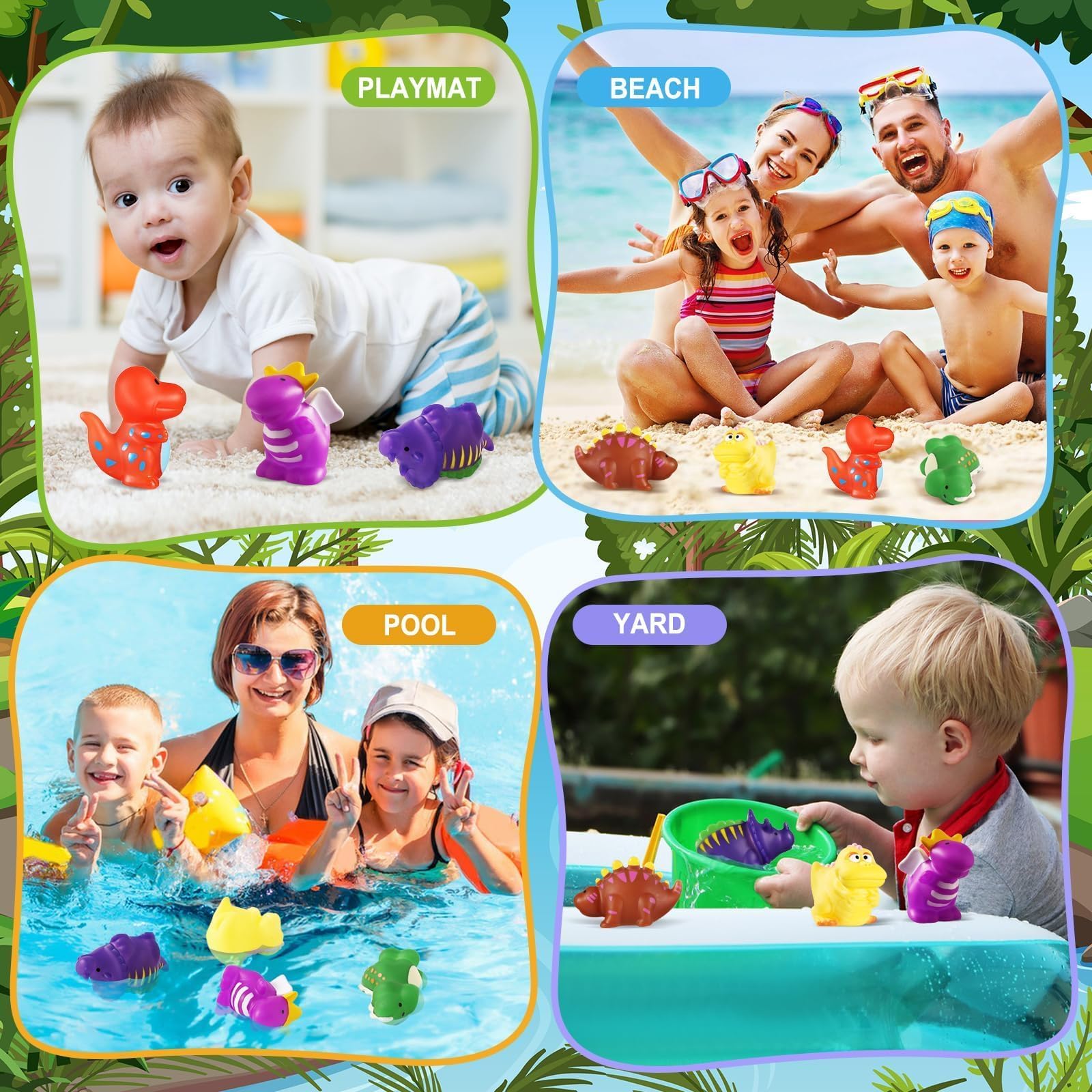 Color Changing No Hole Baby Bath Toys, Dinosaur Bath Toys for Babies Toddlers Kids with Drying Bag, Water Toys Pool Toys Shower Bathtub Toys, Toddler Toys Kids Water Table Toys for Toddlers