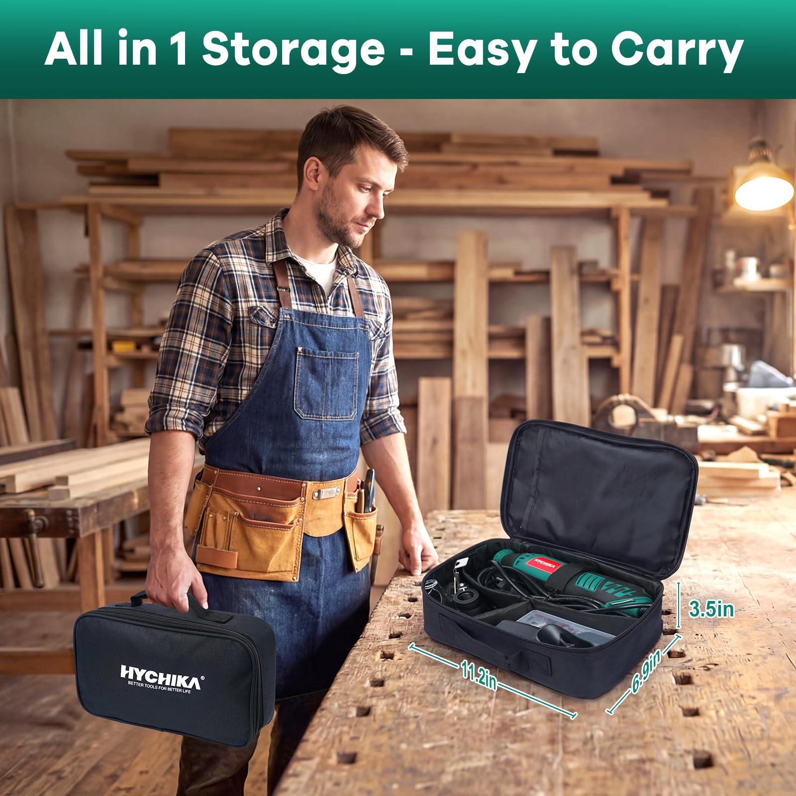 HYCHIKA 8000-35000 giri/min, strumento rotante a velocità variabile 180 W con 179 accessori con albero flessibile, supporto per catena e borsa degli attrezzi