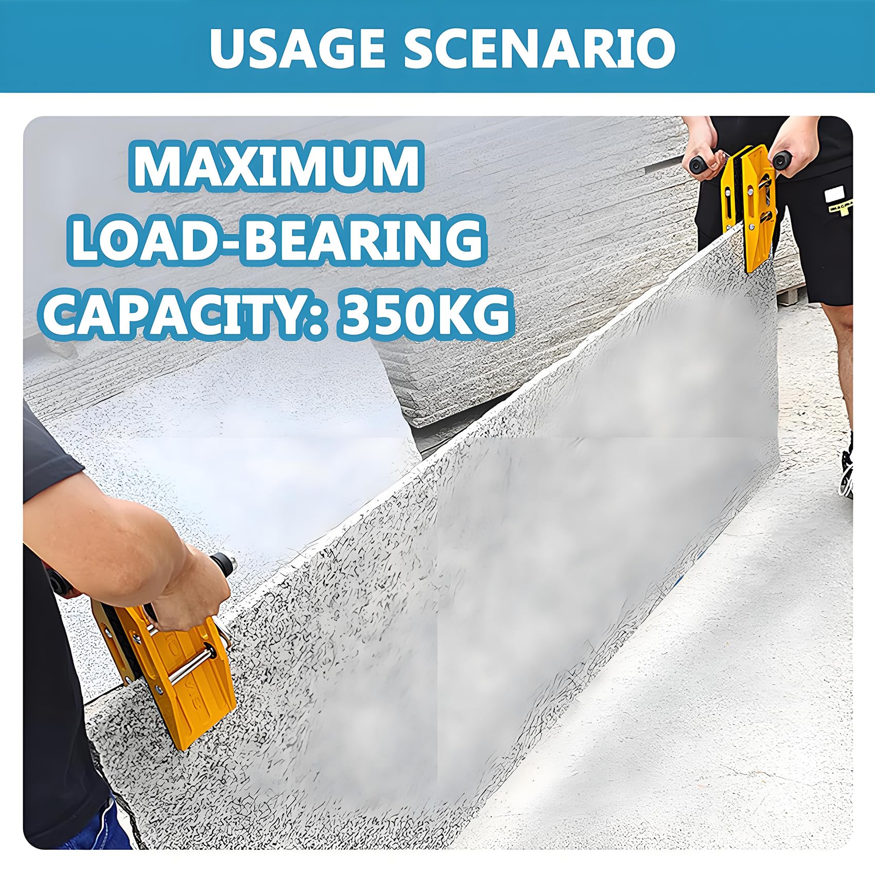 Morsetti per il trasporto di pietre a doppia mano, strumenti di sollevamento per pannelli in granito, apertura massima 46 mm, capacità di carico 350 kg, per marmo, vetro, lastre e compensato