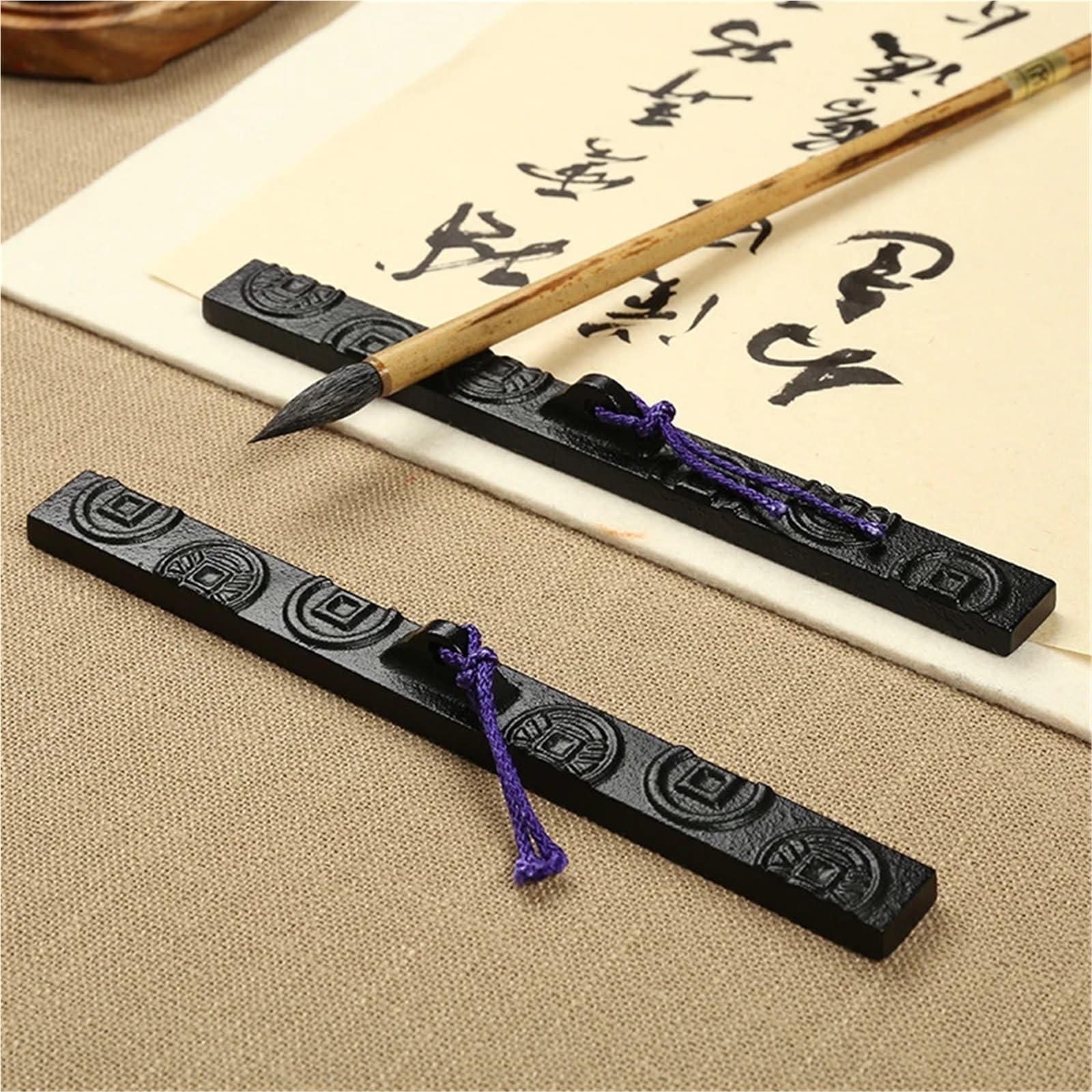 Fermacarte In Metallo Con Motivo Moneta In Rame | Fermacarte multifunzione in ghisa Calligrafia cinese Pittura Fermacarte in carta di riso