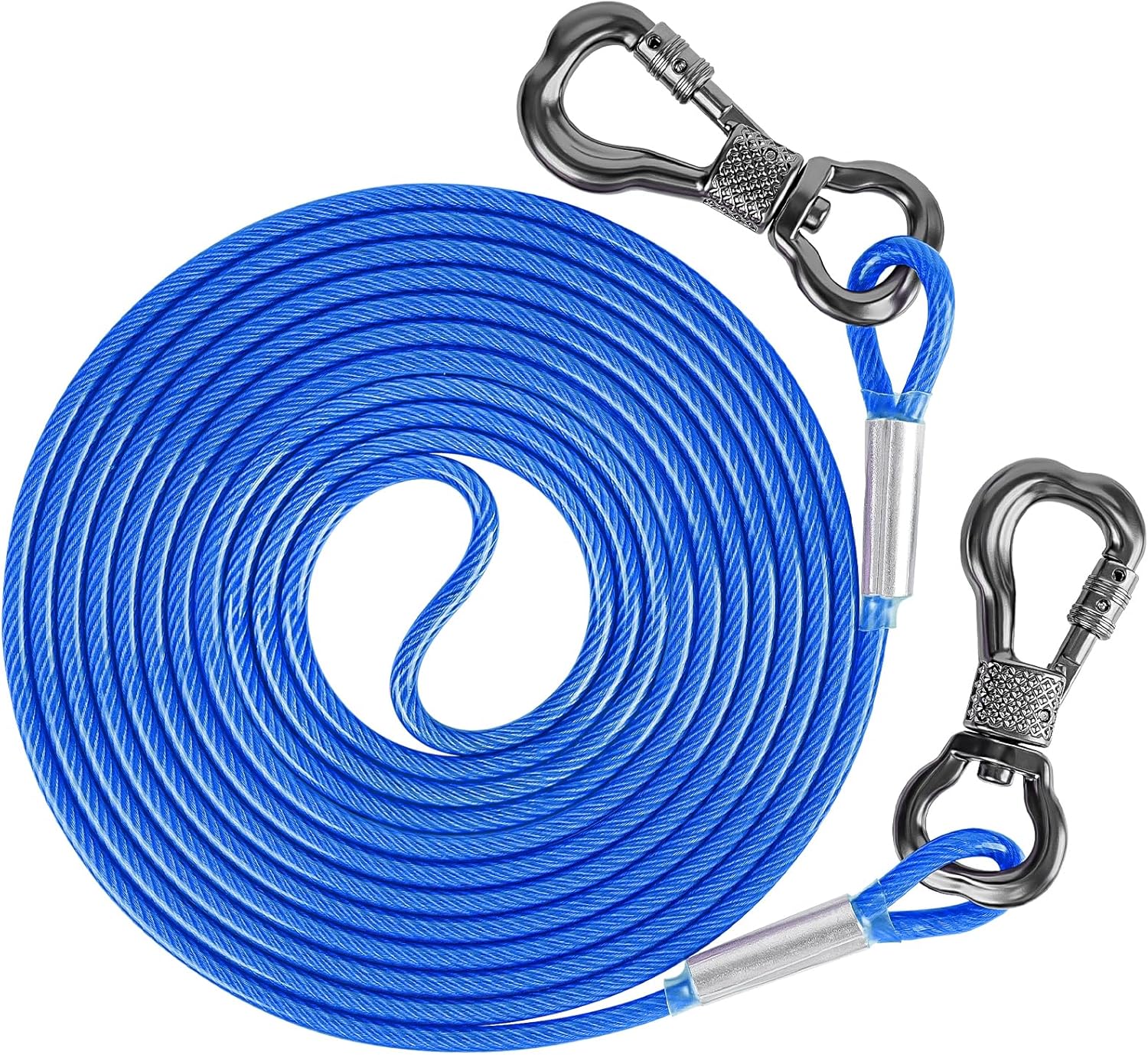 XiaZ Dog Tie Out Cable 20ft Blue, XiaZ Dog Tie Out Cable for Camping 50ft