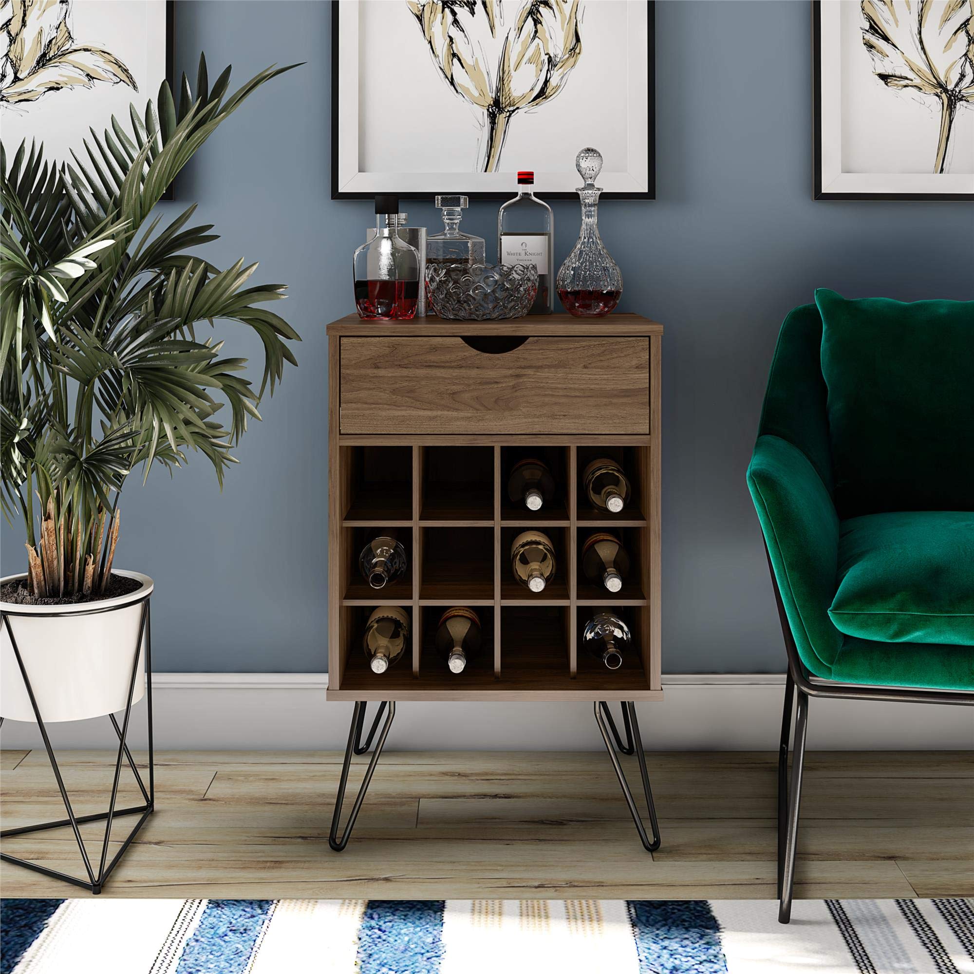Novogratz Concord Beverage Storage Stand Walnut Look