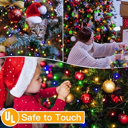 Miniatura 6 de Ollny Luces de árbol de Navidad, 400 LED, 8.2 pies x 16 cuerdas con anillo, 8 modos de iluminación, 3 temporizadores, luces de Navidad regulables