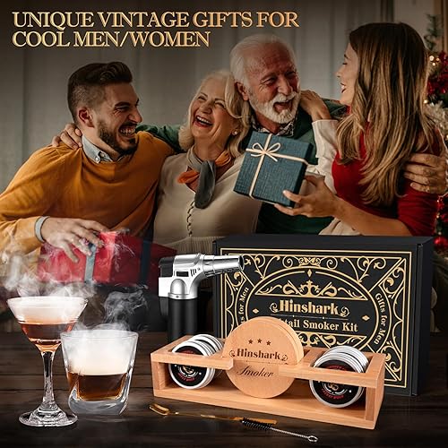 Miniatura 5 de Regalos para el día de San Valentín para él, kit de ahumador de cóctel con antorcha y soporte, 4 fichas de madera para ahumador, regalo de San