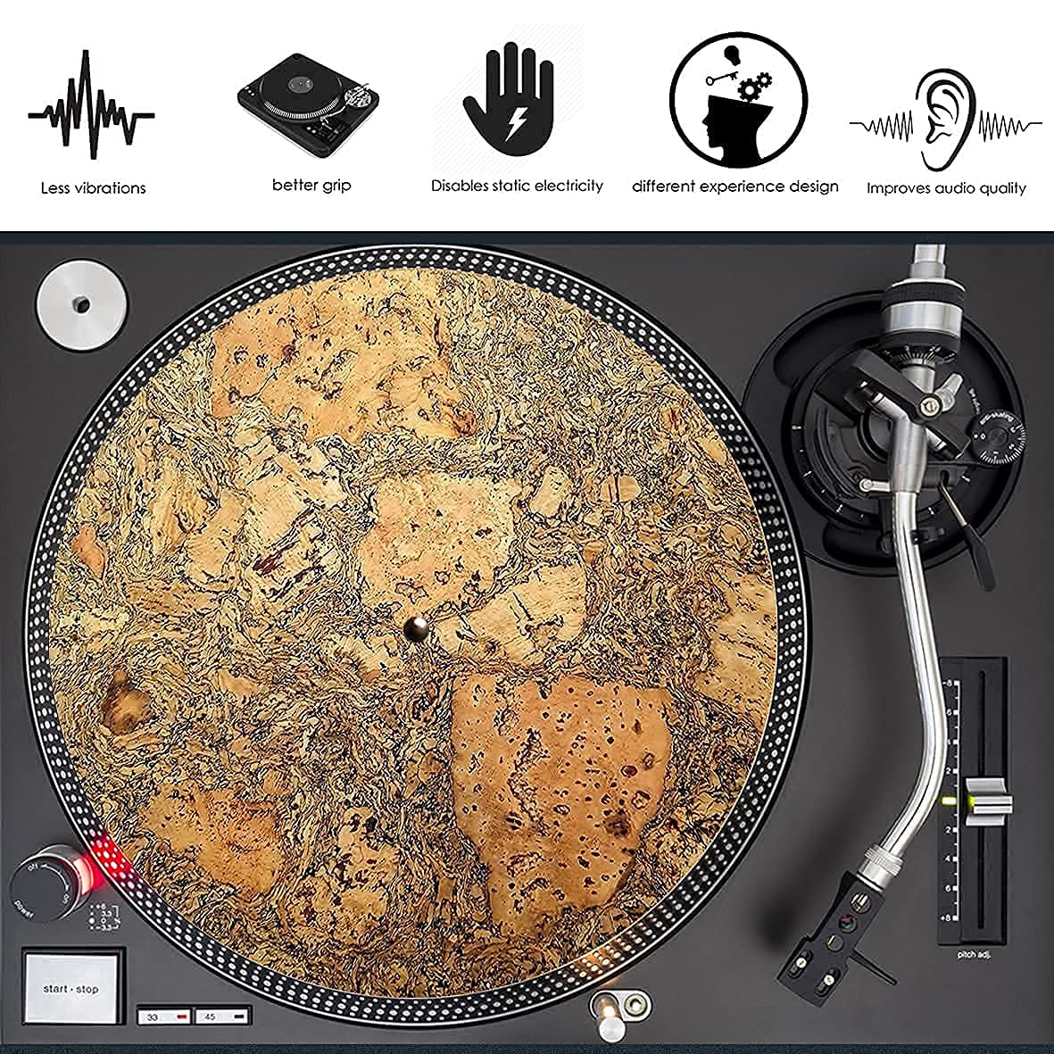 Turntable Slipmat – Especialmente diseñado. De Corcho Decorativo de Corcho