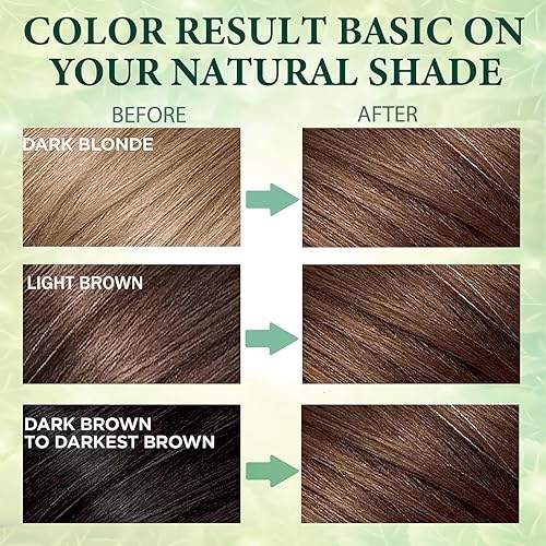 Miniatura 5 de NCEPROHR Champú de color marrón castaño 3 en 1, champú de tinte de cabello marrón herbario instantáneo para mujeres y hombres, champú para cabello