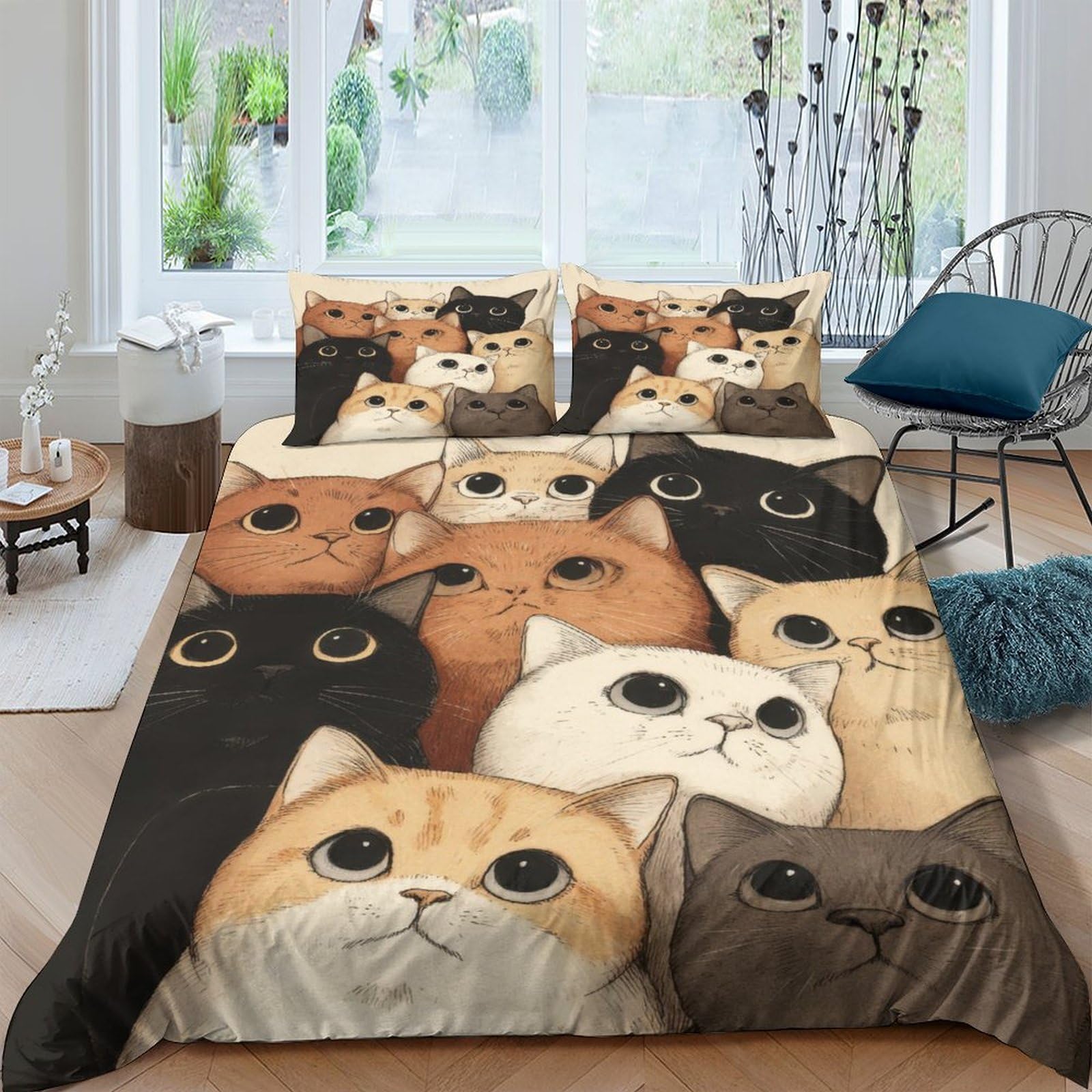 Ctjqhvkz Style-8 3D Printed Cartoon Cat Fitted Sheet Microfiber Soft Breathable Colorful Kitten Mattress Cover For Bedroom Dorm Decor Single（135X200cm）