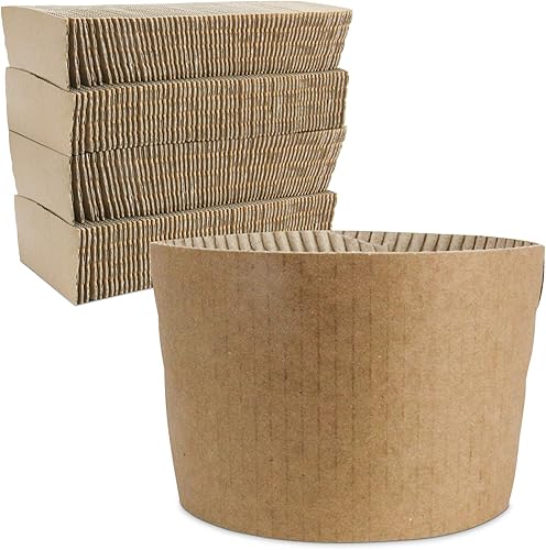 Miniatura 9 de FMP Brands Paquete de 100 Fundas de taza de café rosas desechables para bebidas calientes, fundas duraderas de cartón corrugado para tazas de 12 a