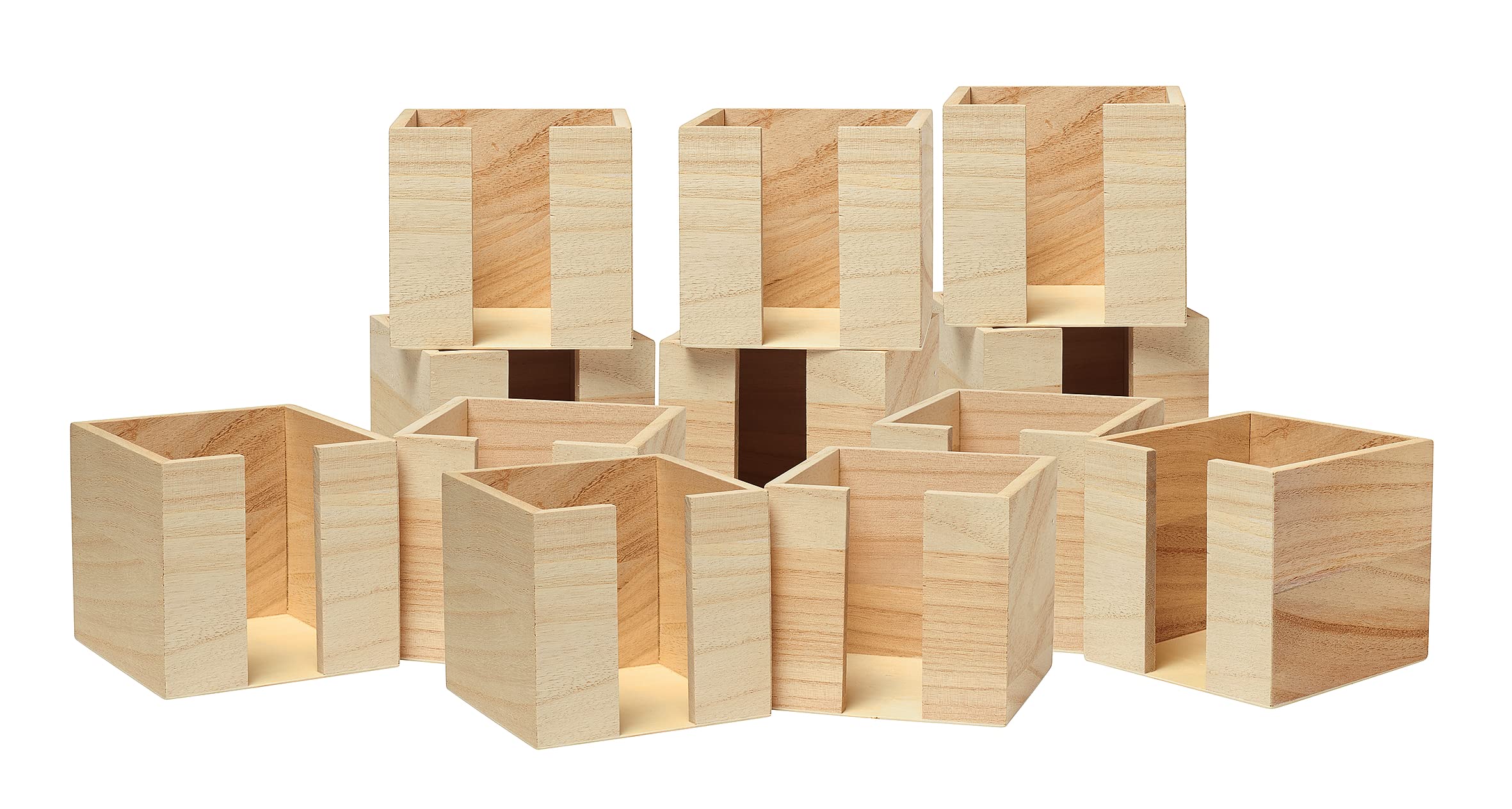 VBS Großhandelpackung 12er-Pack Notizzettel-Halter aus Holz 10,5x10,5x10cm