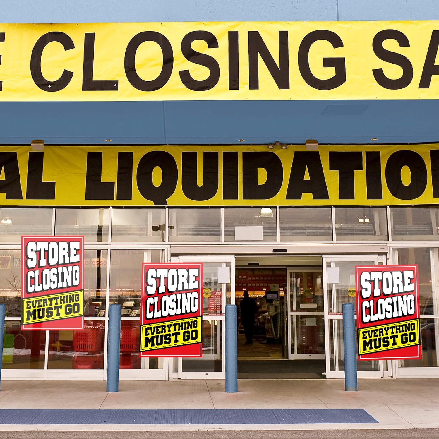 Feifeiya 2 Pcs Store Closing Sign Poster Everything Must Go Advertising Banner Going out of Business Store Closing Sale Banner Sign Weatherproof Vinyl