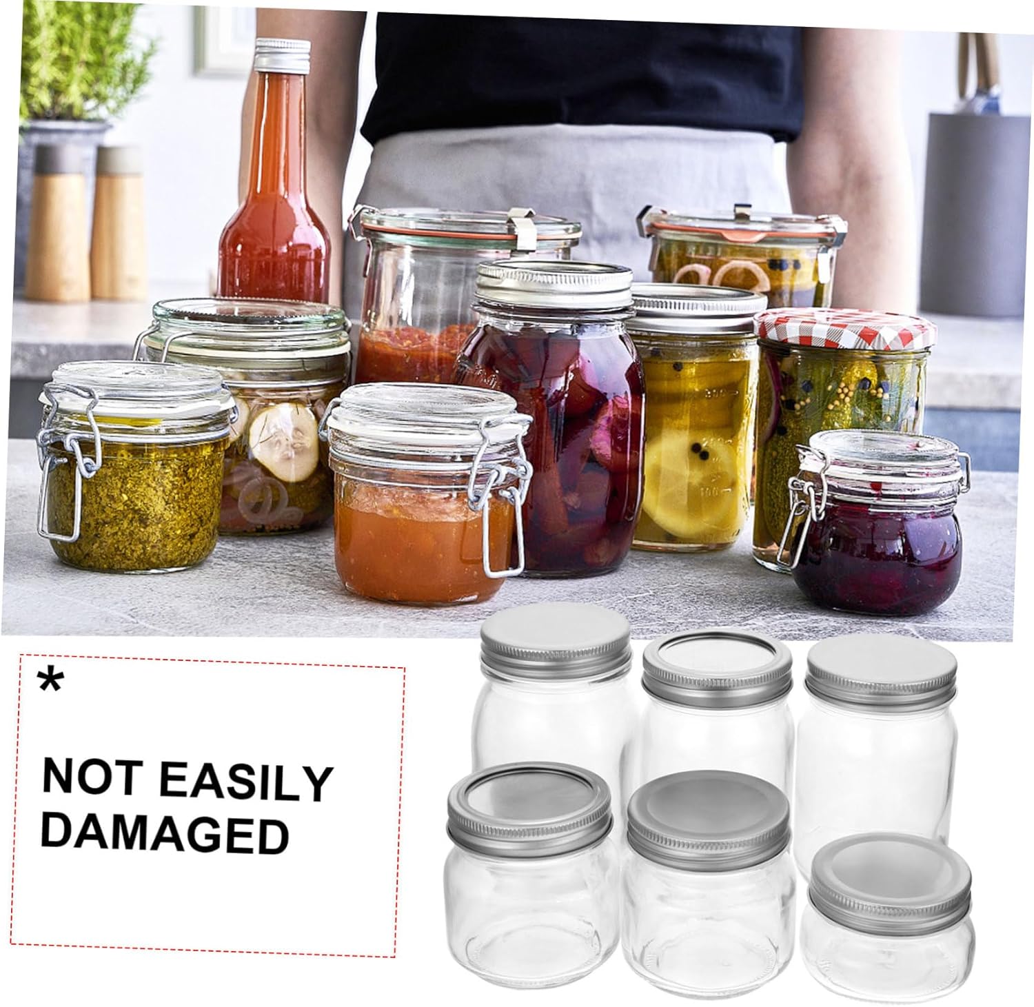 6pcs Glass Honey Jars Mason Jars Lids Airtight Sealing Glass Storage for Jam Candy Yogurt