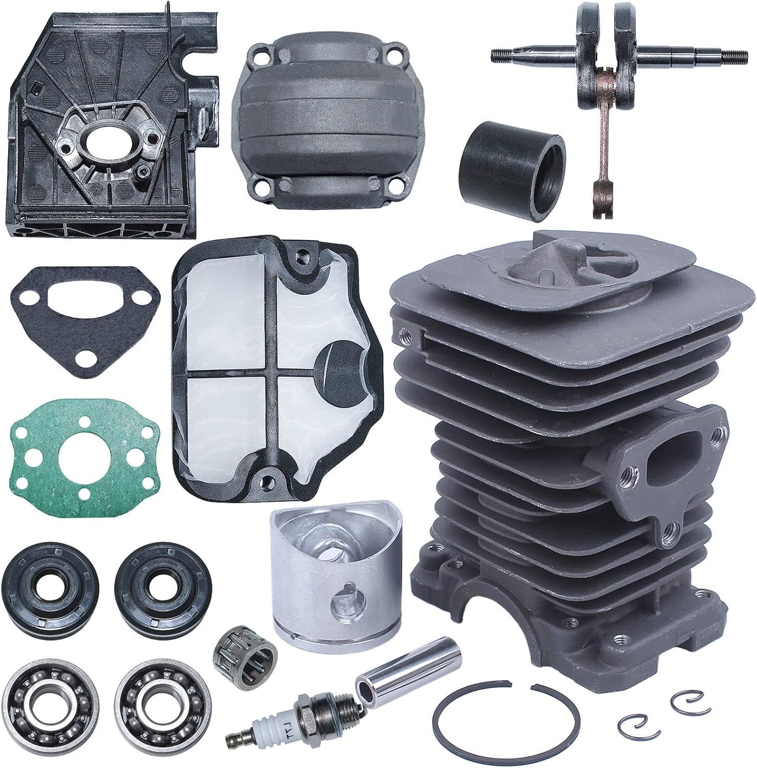 For Husqvarna 136 137 141 142 For Chainsaw Parts, 38mm Cylinder Kit, 530029811, 530069940, 530029794, 530 02 97-94, 530049794, 503161602, 530056363, 530055128.