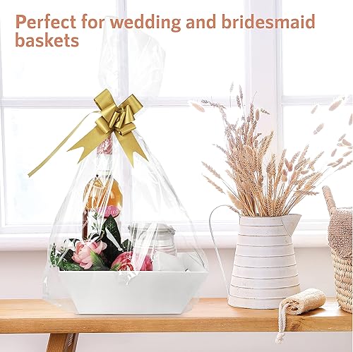 Miniatura 20 de Kit de cesta de vino de regalo de papel kraft con cesta vacía, bolsas, lazos dorados Navidad, Pascua, ocasiones Regalo para impresionar – Upper