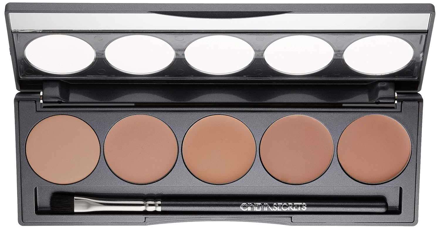 Cinema Secrets Ultimate Foundation 5-in1 Palette - Buildable Coverage, Long-Wear Matte Finish, Paraben-Free, Color Correct, Contour & Highlight with Buildable Full Coverage