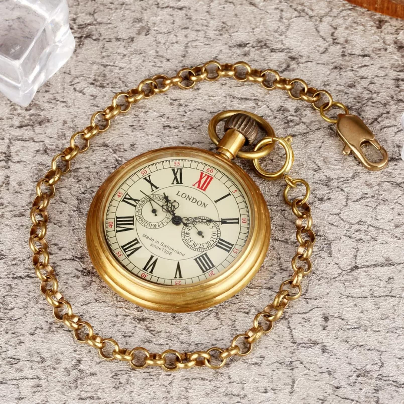 Taschenuhr Royal London 1856's Retro Mechanische Taschen- & Taschenuhren Retro Handaufzug Skeleton Herren Taschenuhr Kette