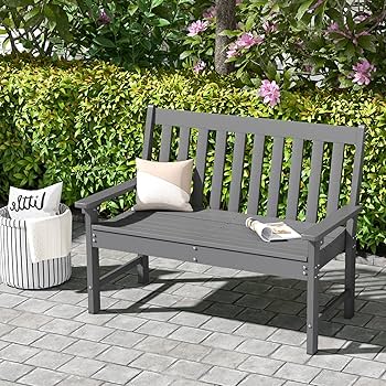 Wooden Garden Bench Loveseat Chair With Backrest And Armrests, 2-3 Seater Outdoor Patio Seat With Slatted Design For Balcony Deck, Porch Or Park