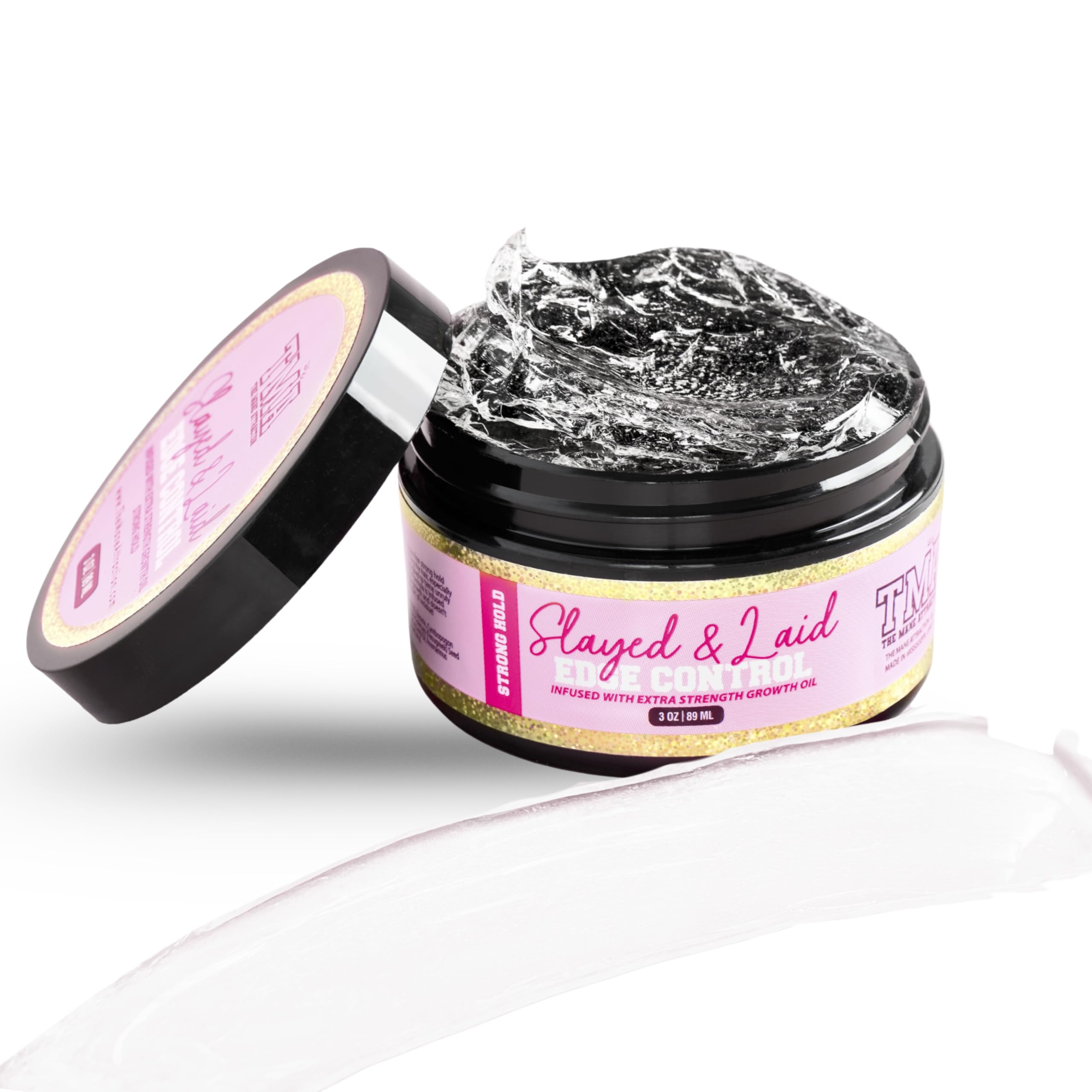 The Mane Attraction Edge Control Gel – 3oz | Flake-Free, Strong Hold Growth Gel for Natural Hair | Smooth, Sleek Edges Without Residue or Grease