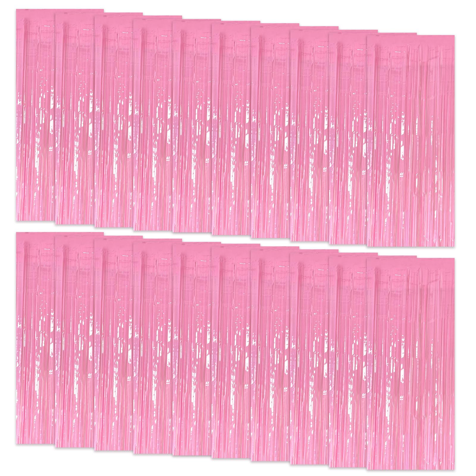 20 Pack Foil Curtain Pink Backdrop Streamers Metallic Tinsel Fringe Curtains Photo Booth Props for Birthday Wedding Engagement Bachelorette Christmas Holiday Celebration Party Decorations