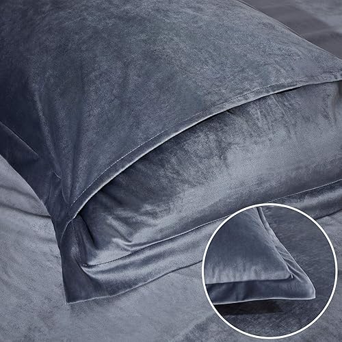 Miniatura 9 de David's Home Juego de funda de edredón de terciopelo tamaño Queen, funda de edredón de franela suave y lujosa, 3 piezas con lazos en las esquinas,