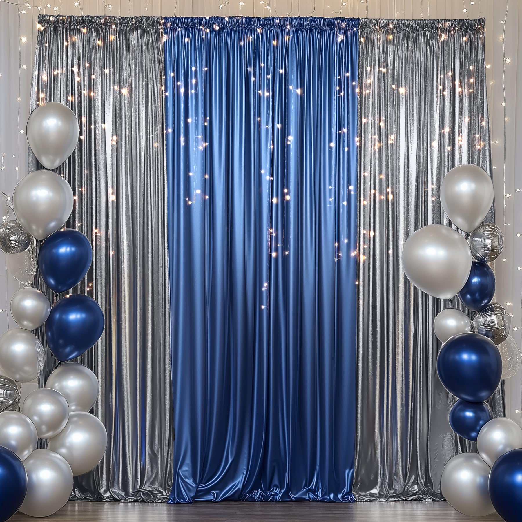 Outpain Lot de 6 panneaux de rideaux épais à paillettes noires et infroissables pour photographie de mariage - 9 x 3 m - Noir et noir