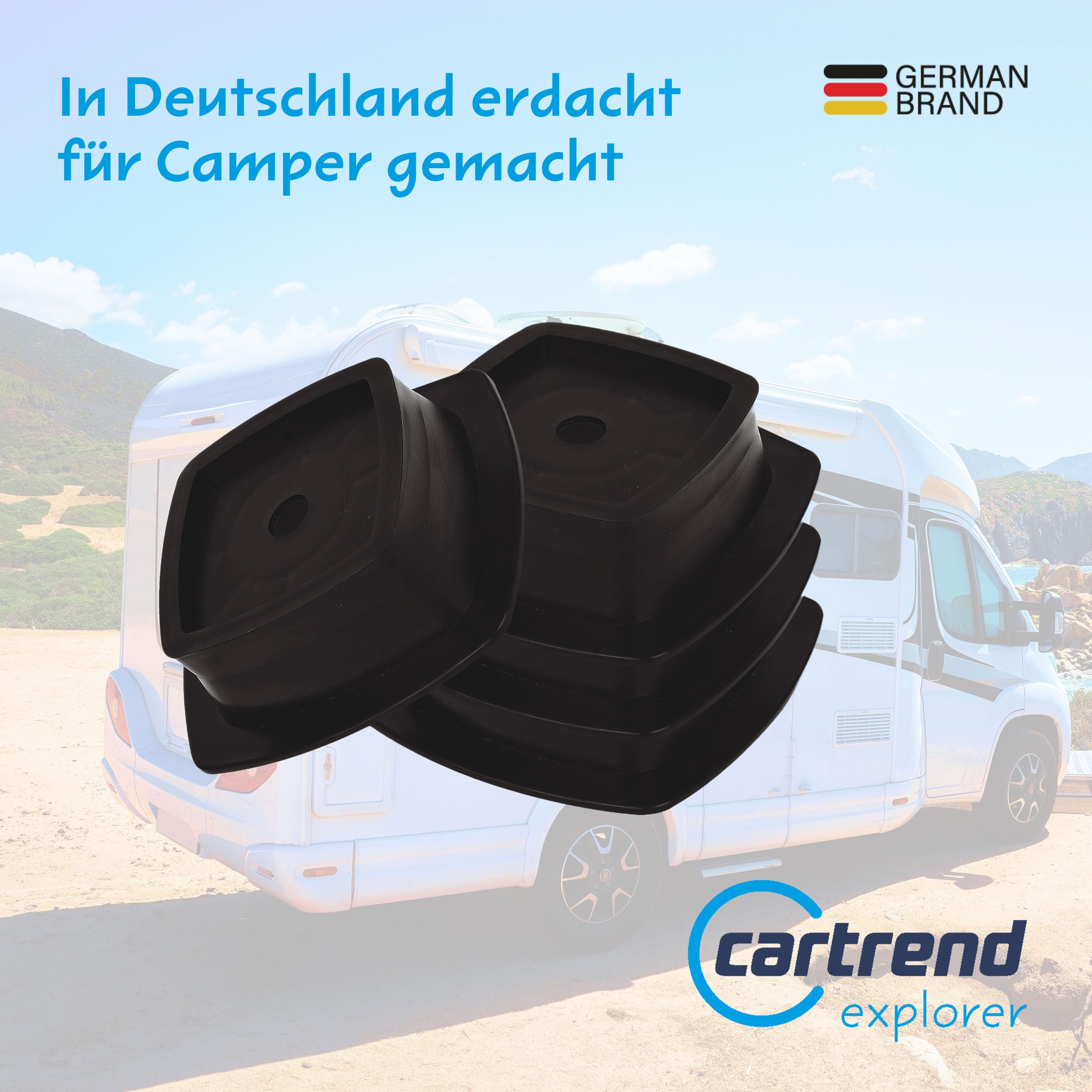 Cartrend Caravan Stützplatten für Wohnwagen, Wohnmobile, Tische, Trittstühle, stapelbar, 4 Stück, eiche