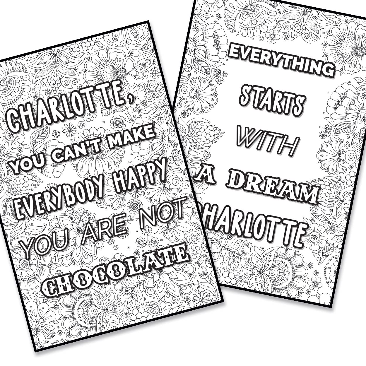 Paper Themes Personalised Colouring Posters, Posters to colouring in for Adults, Doodle Colouring (Happiness Quotes)