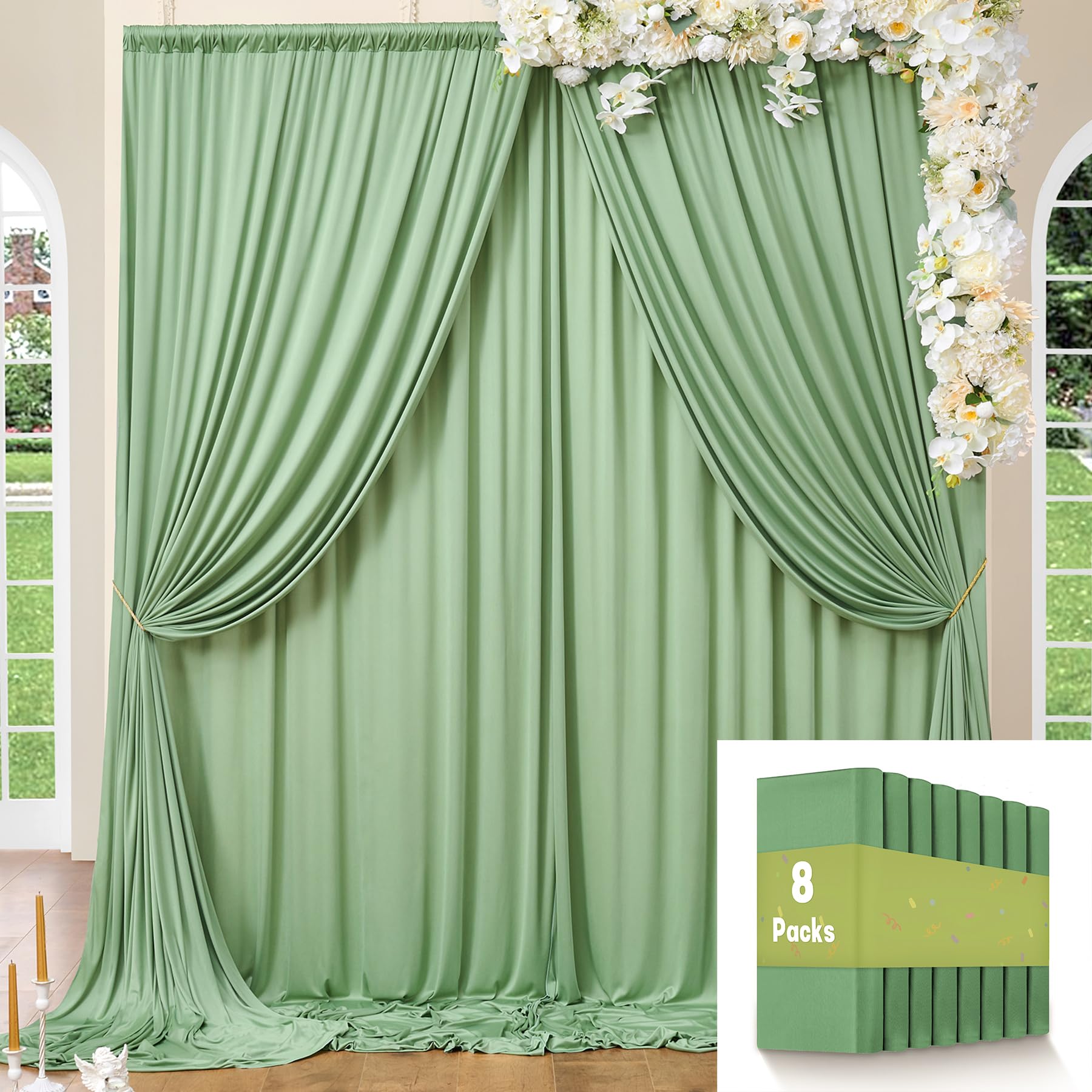 10ft x 10ft Wrinkle Free Black Backdrop Curtains for Parties, 2 Panels 5ftx10ft Polyester Photo Backdrop Drapes for Wedding Birthday Graduation Photography Background — view 41